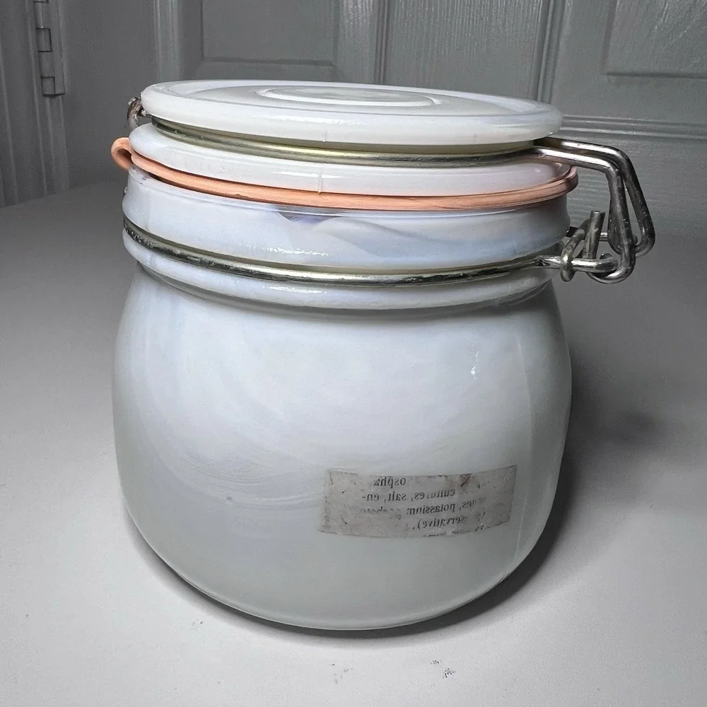 Vintage Milk Glass Wheaton Lidded Jar Canister Bale Clamp Locking Rubber Gasket‎